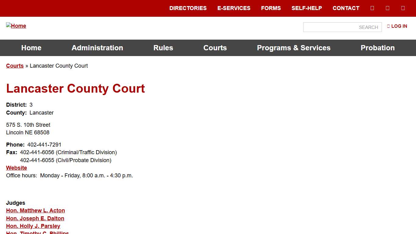 Lancaster County Court Nebraska Judicial Branch